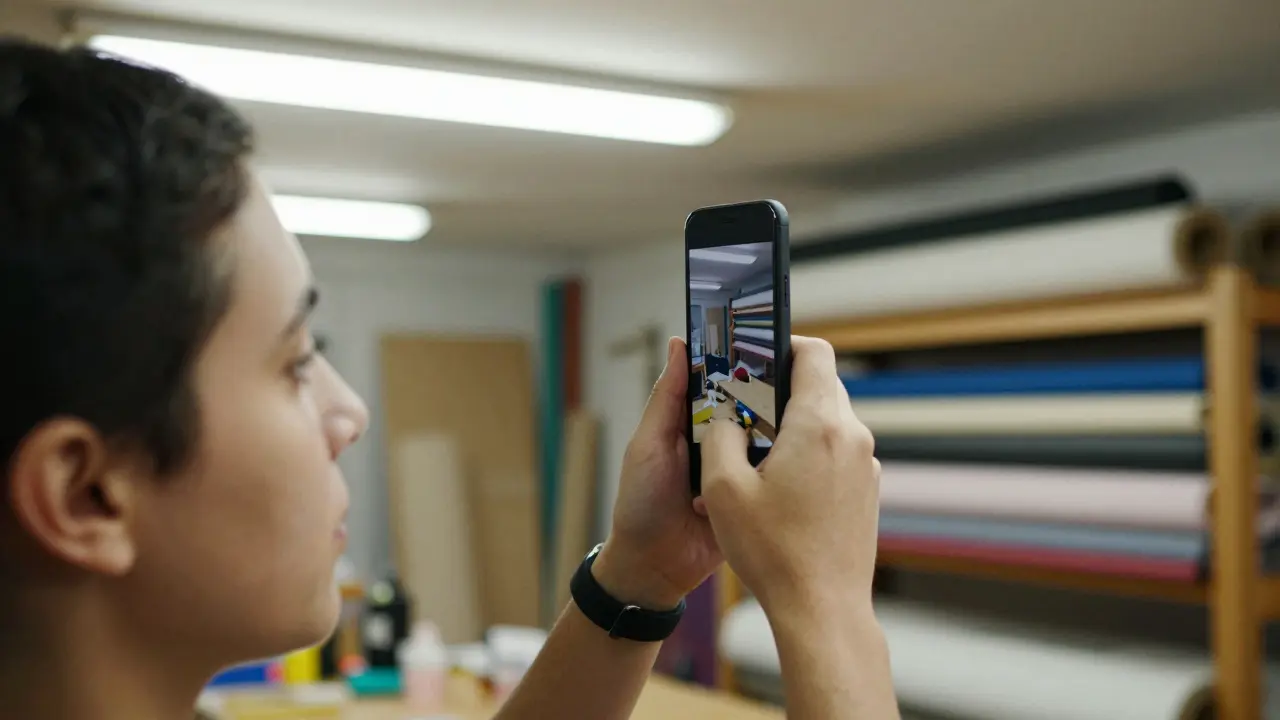 Gravação de vídeo autêntico com telemóvel em ambiente de trabalho informal