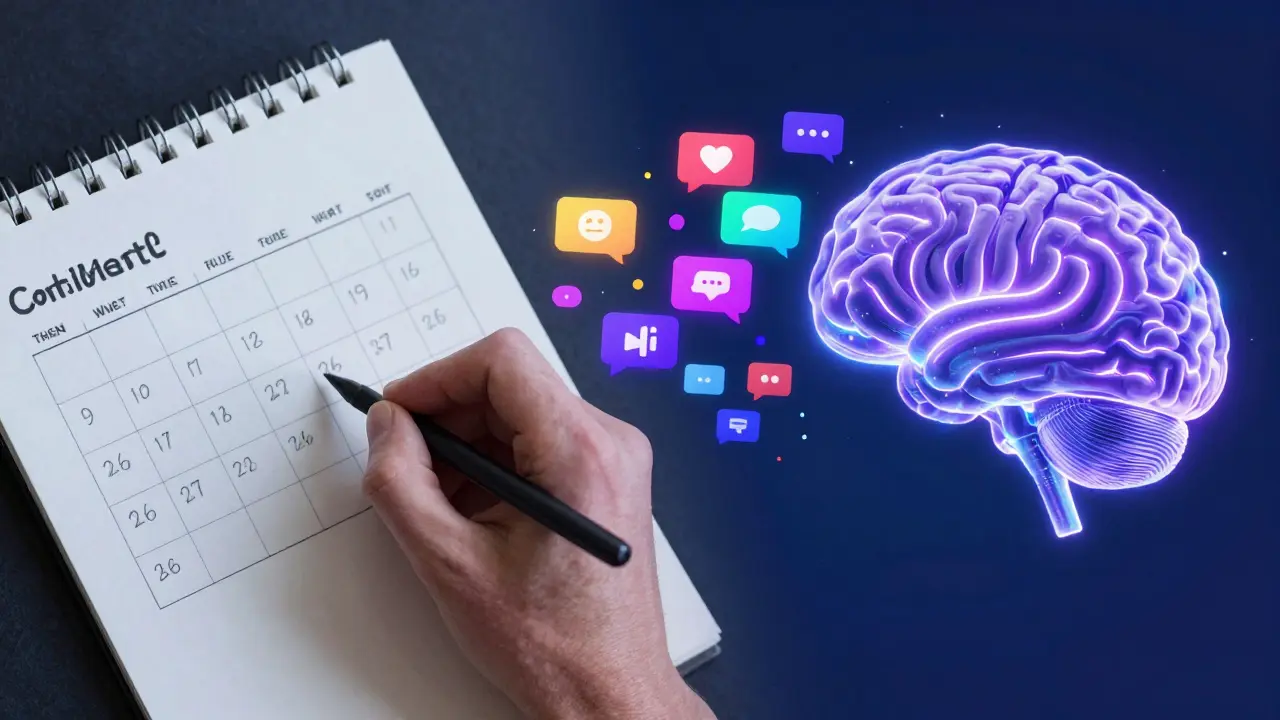 Representação conceitual de um cérebro de IA transformando comentários de redes sociais em conversas.