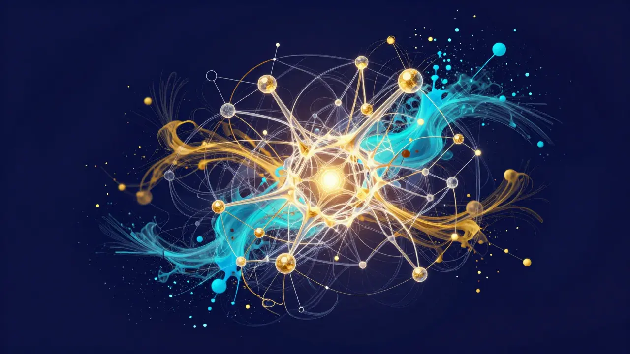 Abstract visualization of human creativity merging with AI data
