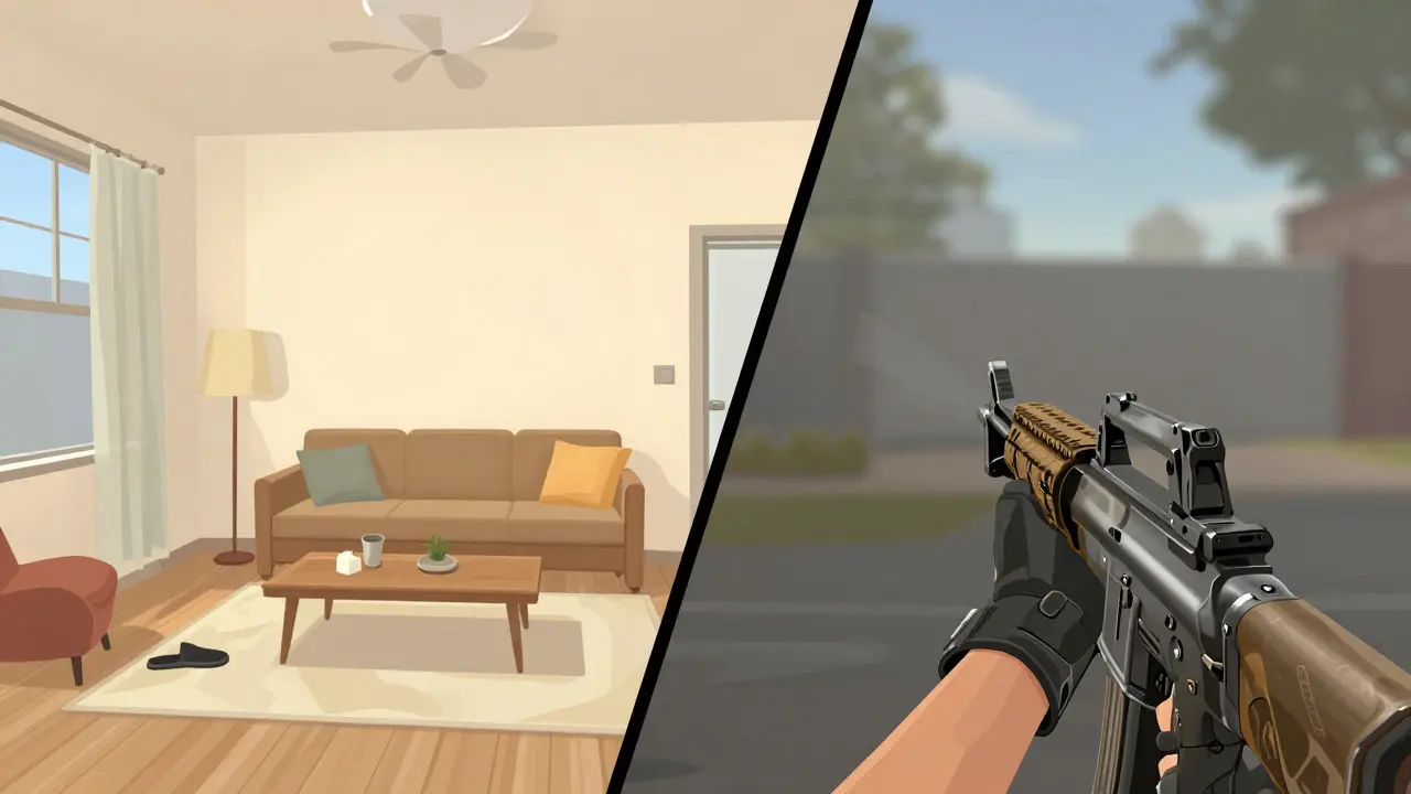 Comparação visual entre anúncios em simuladores e jogos competitivos