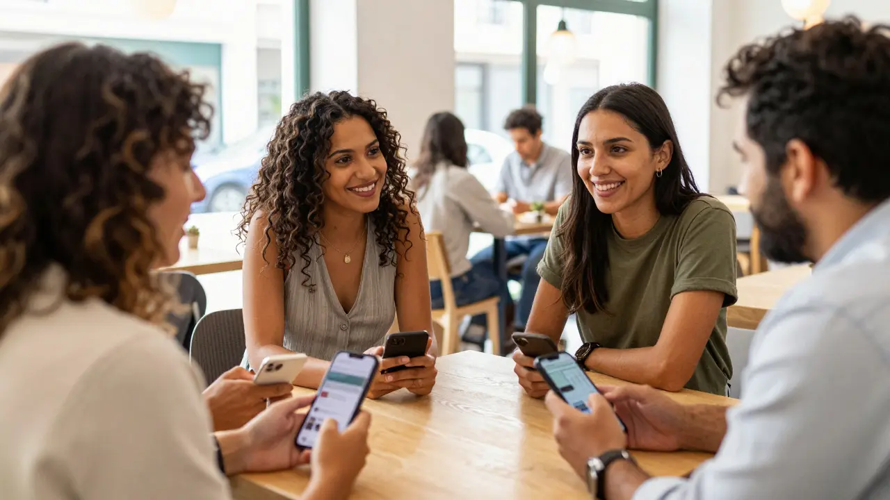 Micro-influenciadores colaborando em ambiente autêntico e descontraído